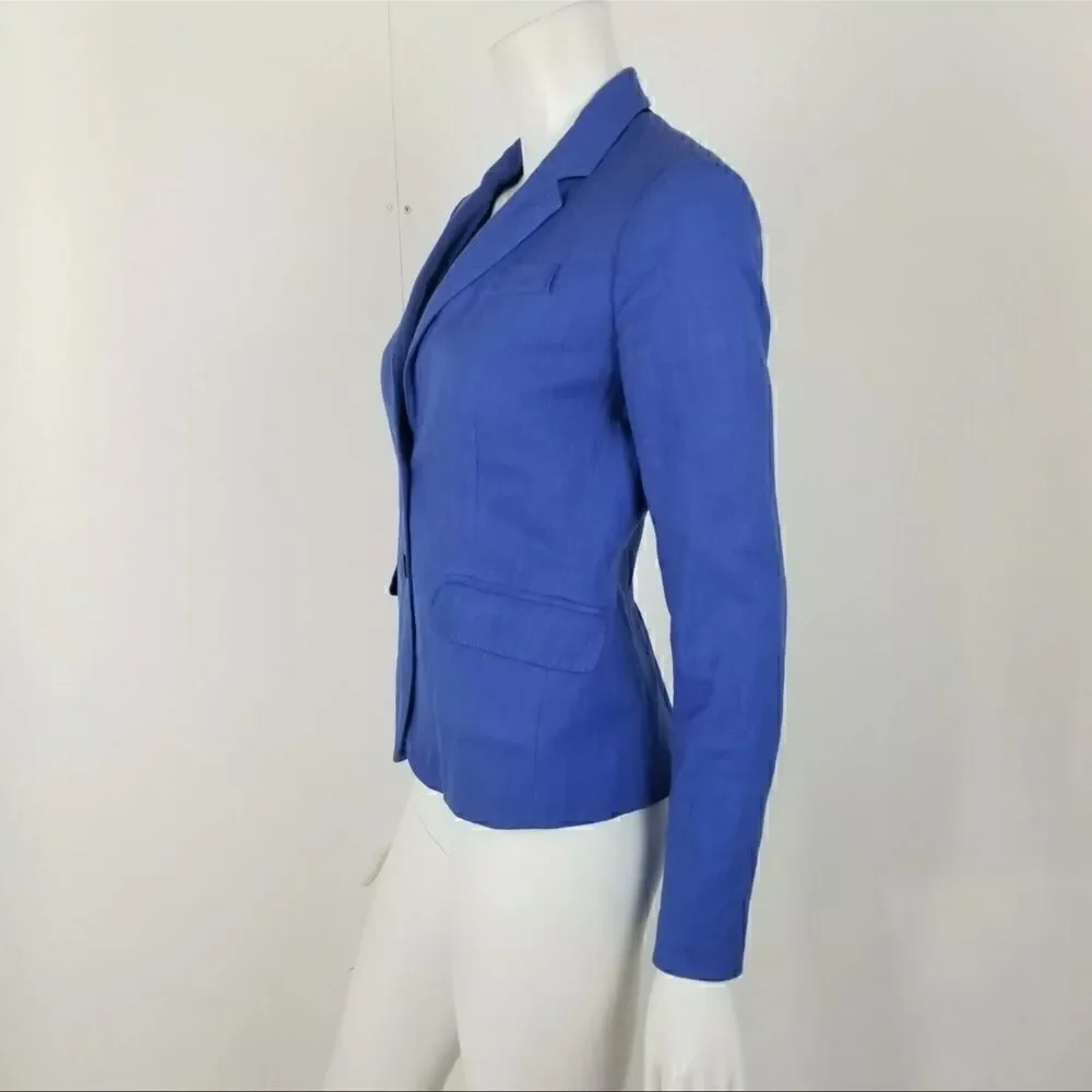 J. Crew Womens Size 0 Royal Blue Classic Schoolboy Blazer Jacket in Herringbone